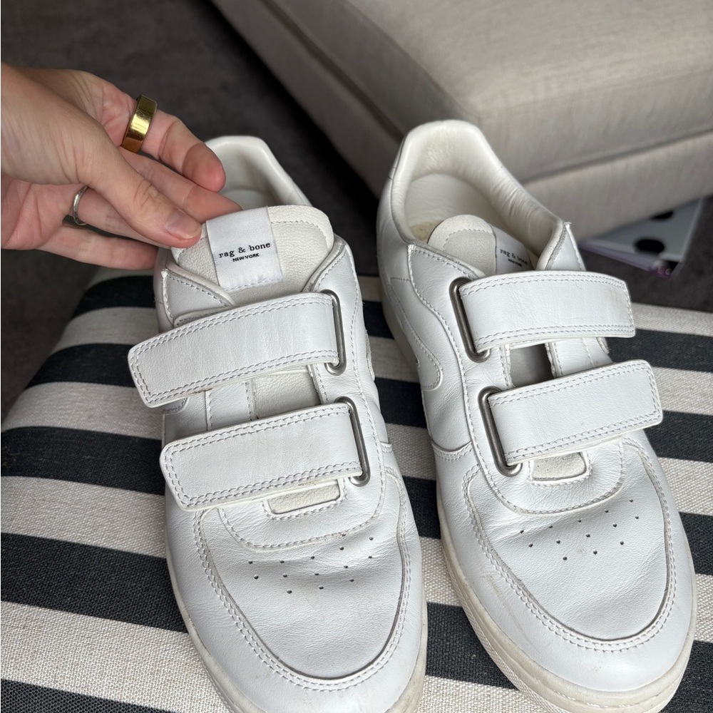 White Rag & Bone Retro Velcro Sneakers